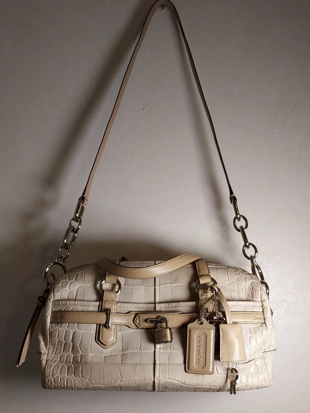 Coach Chelsea Croc- Embossed Leather Shoulder Bag